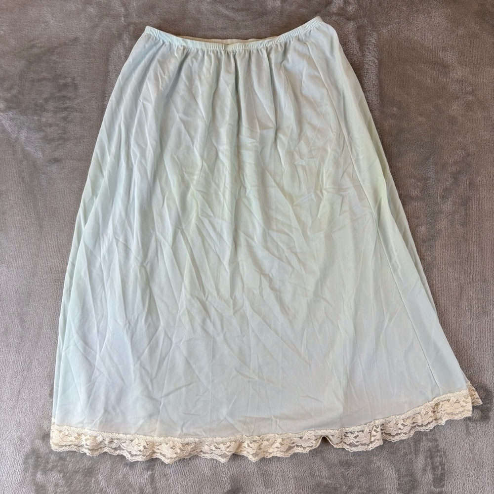 Vintage 60s Lace Trim Slip Half Skirt Baby Blue Wmn’s M